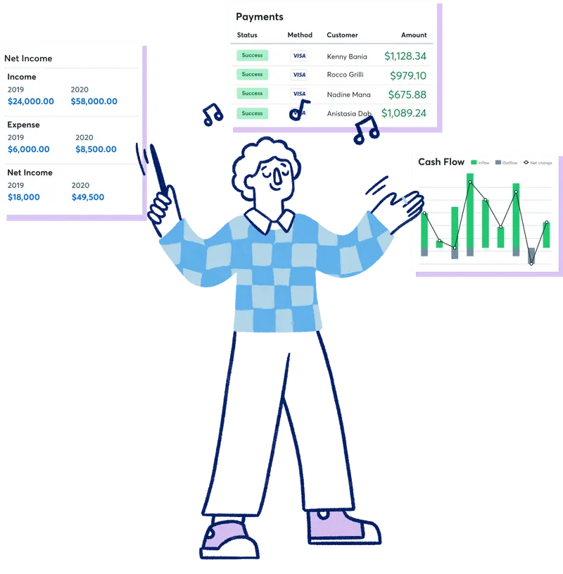 An image showing the Wave interface, with billing options and financial records. digital tools for small businesses